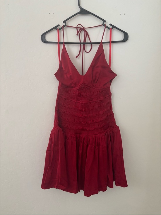 Princess Polly Dresses & Skirts - Princess Polly Red Satin Halter Mini Dress Size 2